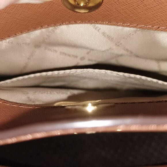 Cognac/Gold Saffiano Leather Satchel/Crossbody EUC #251 - Picture 13 of 14